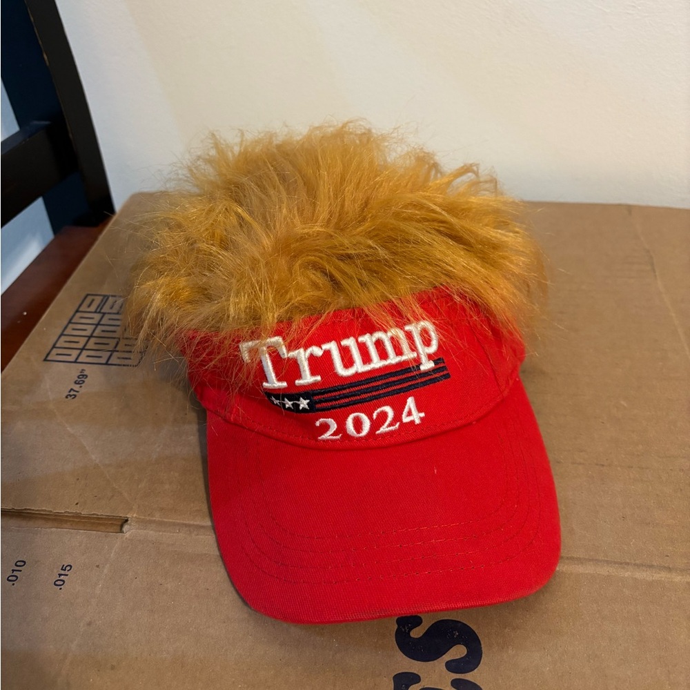 Donald Trump MAGA Visor Hat with his hair attached - Picture 2 of 5